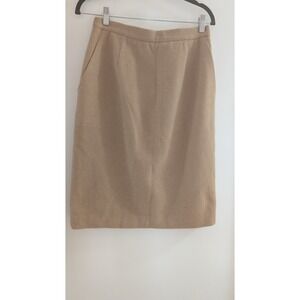 CBK Anne Klein Camel Skirt VTG 12 8 quiet luxury classic love story Y2K midi